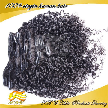 Fábrica de cabelo de Qingdao, 100% não processado virgem clipe na extensão do cabelo de qingdao China